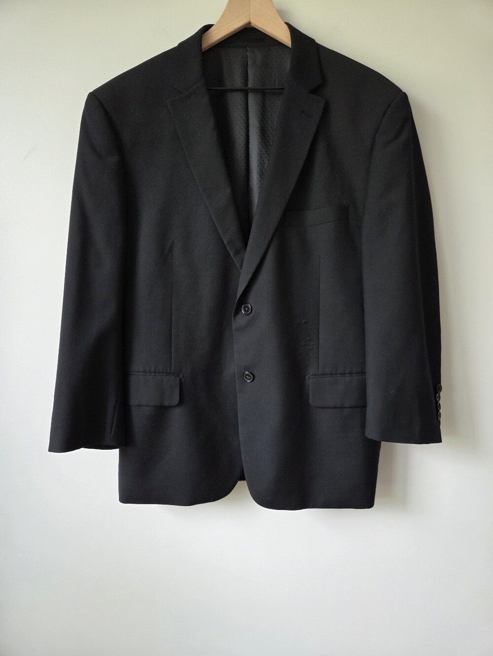 John Peter Hand Tailored Mantoni Super 140s Black Wool Blazer Mens Size 44R